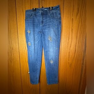 Chico's Platinum jewelled Boyfriend Denim Jeans